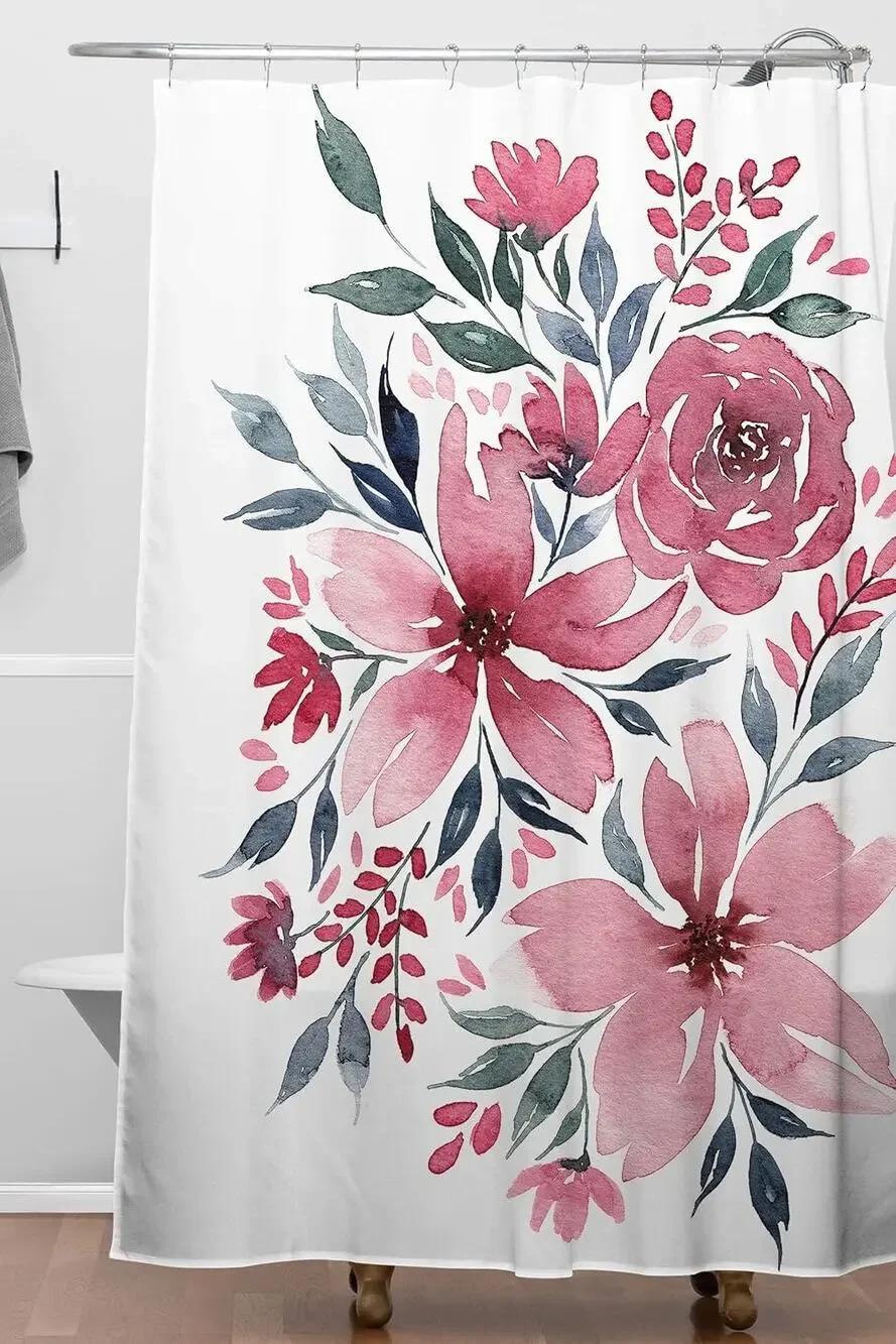 Society6 Kris Kivu Modern Watercolor Florals No.2 Shower Curtain 72 x 69